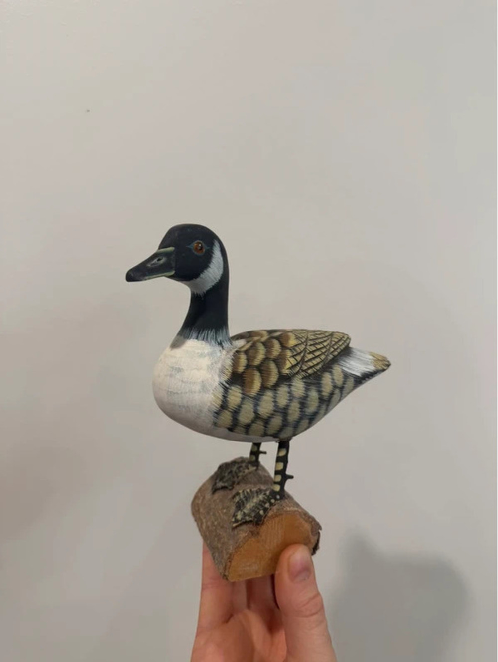 Vintage Hand Carved Painted Canada Goose Wood Figurine Folk Art Decoy